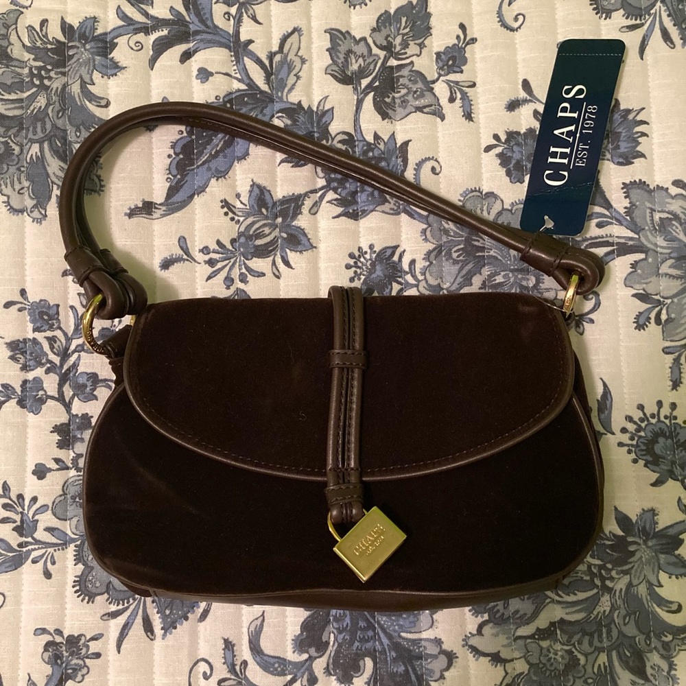 Brown velvet Chaps handbag